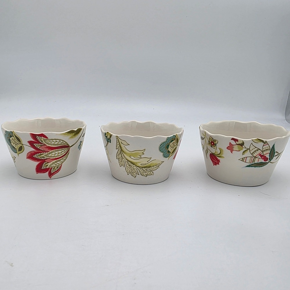 222 Fifth Bella Donna Fine China Ramekins Floral Paisley Bowls Set of 3